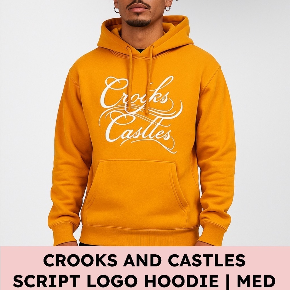 Crooks & Castles Script Logo Hoodie (M) Mustard/Gold Streetwear Skate Y2K
